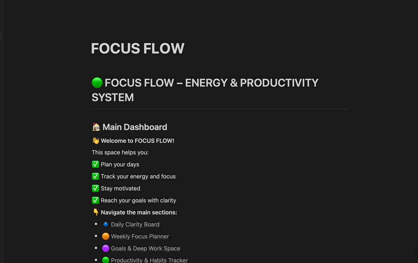 FOCUS FLOW – Digital Productivity System | Notion Template + ChatGPT Prompt Pack + Bonus Planner